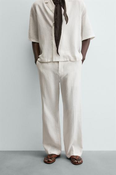 PANTALÓN RELAXED FIT LINO - Blanco de Zara