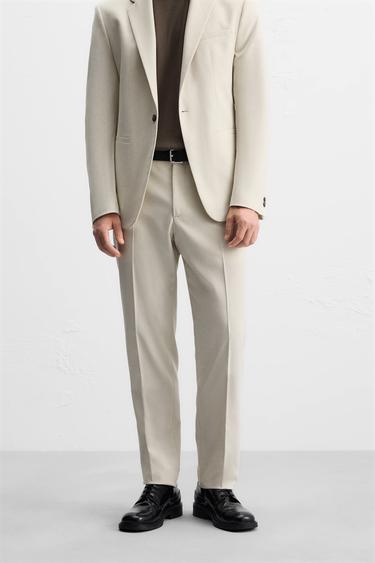 TEXTURED SUIT TROUSERS - Ecru by Zara