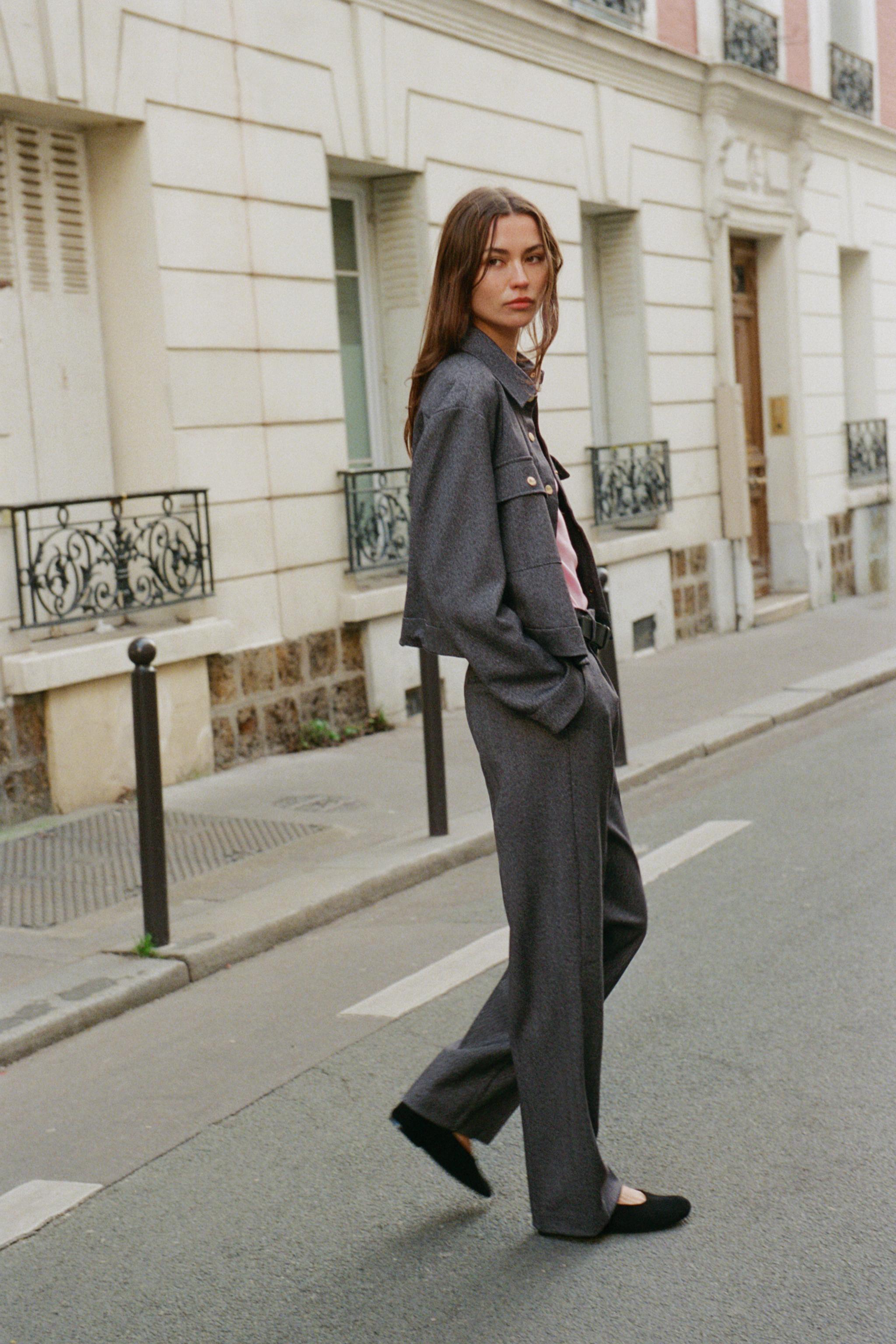 HERRINGBONE STRAIGHT LEG PANTS