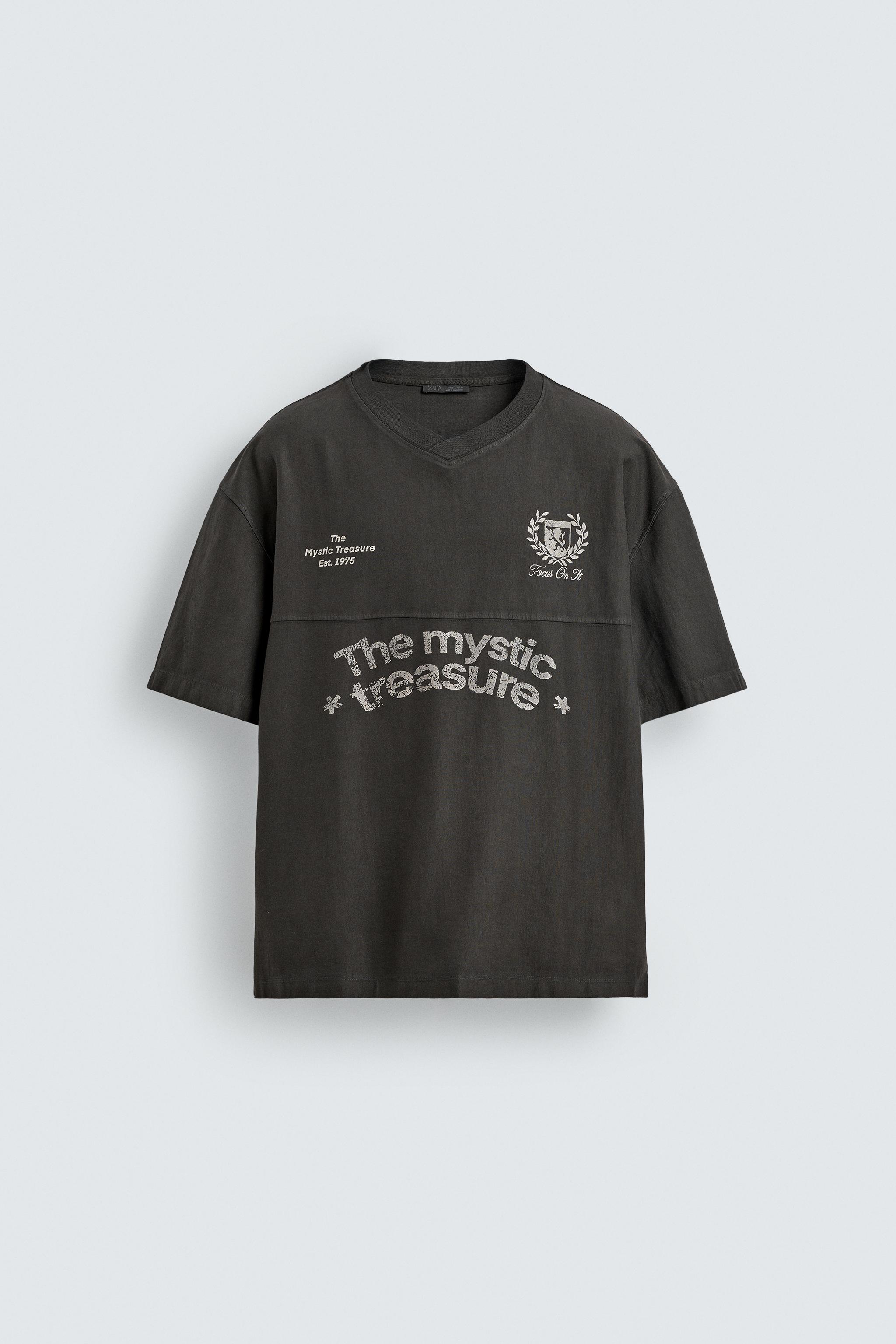 WASHED PRINTED T-SHIRT - Anthracite grey | ZARA United States