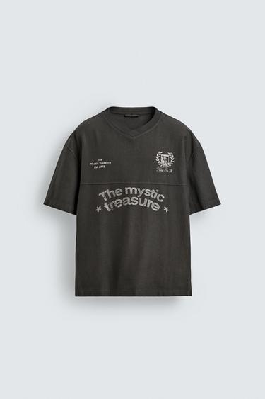 WASHED PRINT T-SHIRT - Anthracite grey by Zara