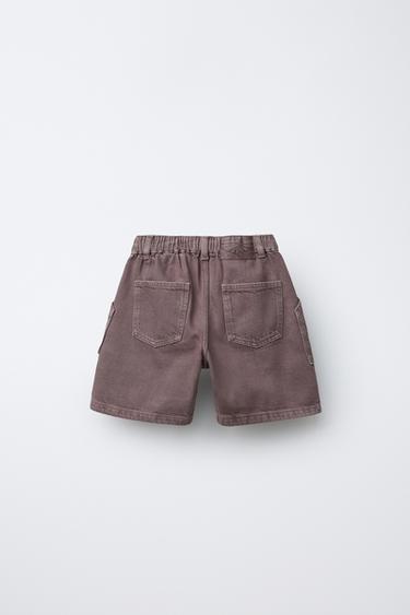 WORKER TWILL BERMUDA SHORTS - Purple by Zara - Image 1