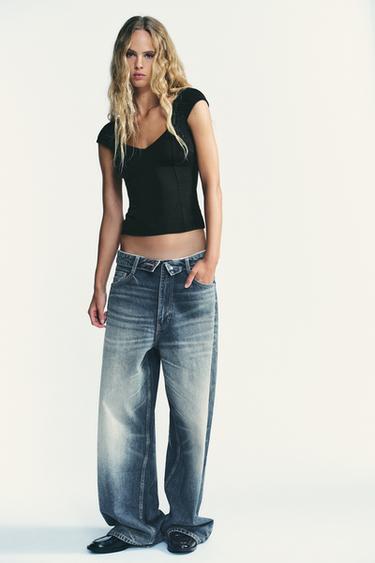 TOP LYOCELL PUNTILLA - Negro de Zara