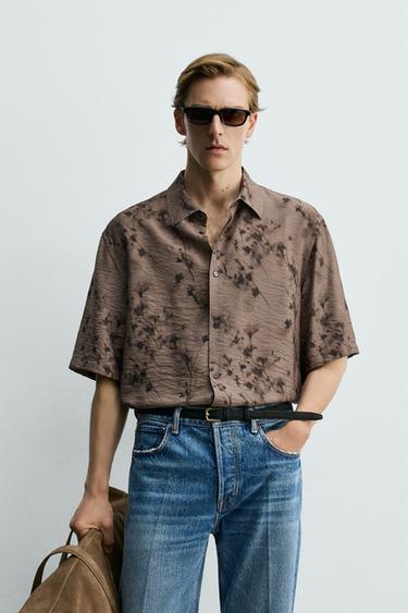 ABSTRACT PRINT FLOWING SHIRT - Brown by Zara