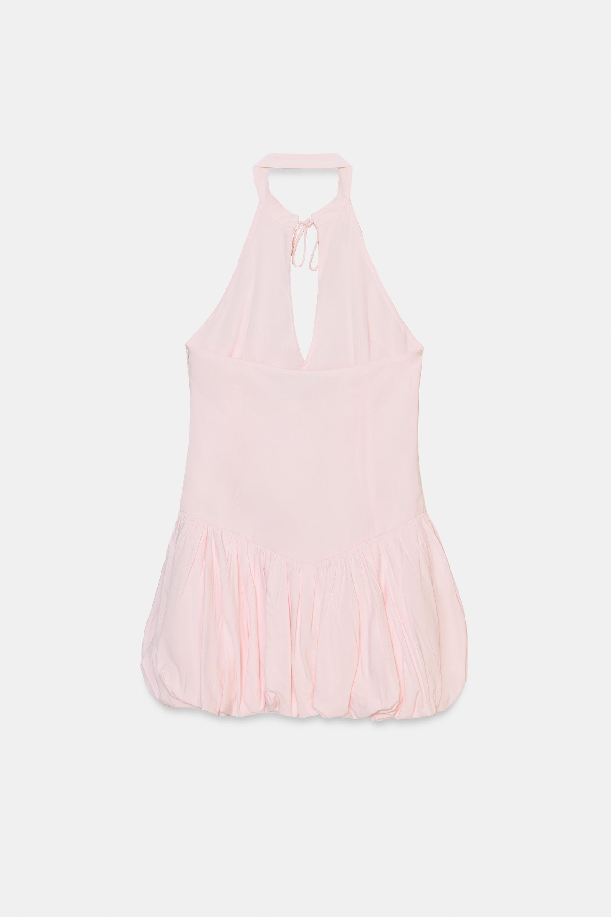 ROBE COURTE POPELINE HALTER BALLON