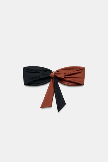 HAUT DE BIKINI BANDEAU AVEC DÉTAIL MÉTALLIQUE - Noir / Marron de Zara - Image 2