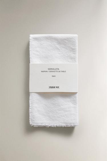 SERVIETTE DE TABLE COTON DÉLAVÉ (LOT DE 2) - Blanc de Zara - Image 4