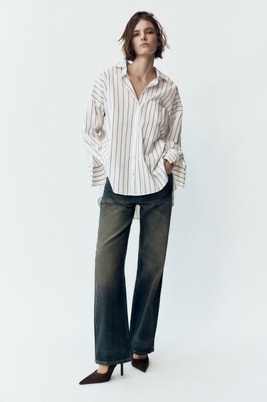 BUTTONED STRIPED SHIRT - White / Maroon by Zara - Image 0