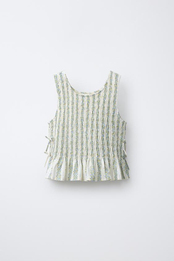 TOP GOMAS LAZOS - Arena / Azul de Zara - Imagen 0