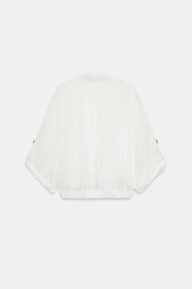 SAFARI BLOUSE WITH ROLLED-UP SLEEVES - White by Zara - Image 5