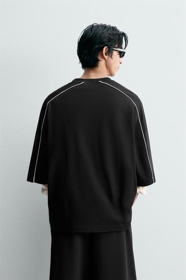 Zara 撞色滾邊運動衫 - 黑色