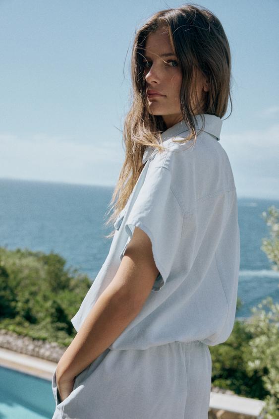 COMBI-SHORT FLUIDE À POCHES - Bleu clair de Zara - Image 5