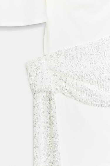 CONTRAST sequin MINI DRESS - White by Zara - Image 6