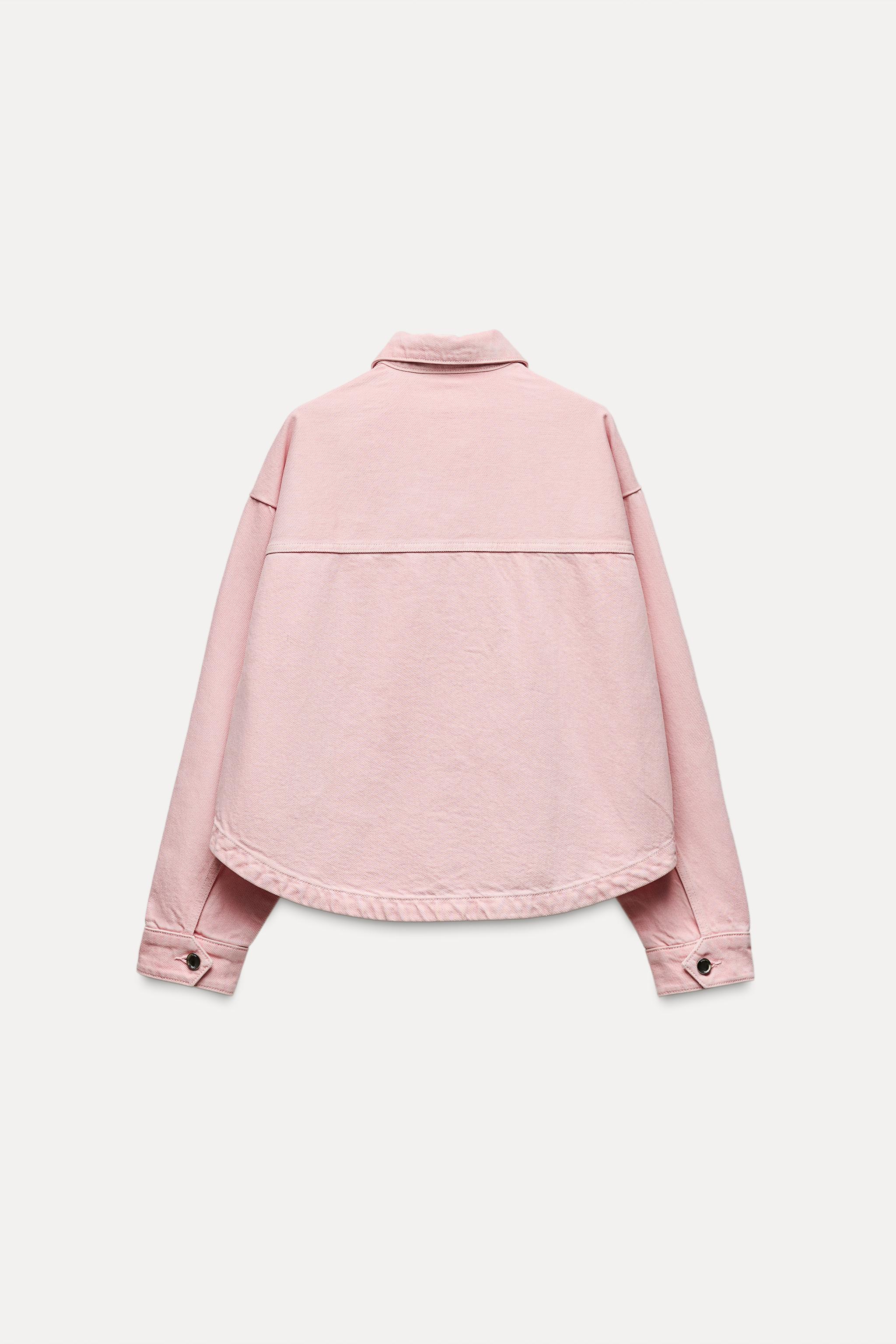 Pink denim jacket zara on sale