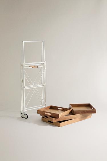 DESSERTE PLIABLE MÉTAL ET BOIS - Beige clair de Zara - Image 4