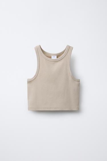 Zara RIB T-SHIRT - Sand