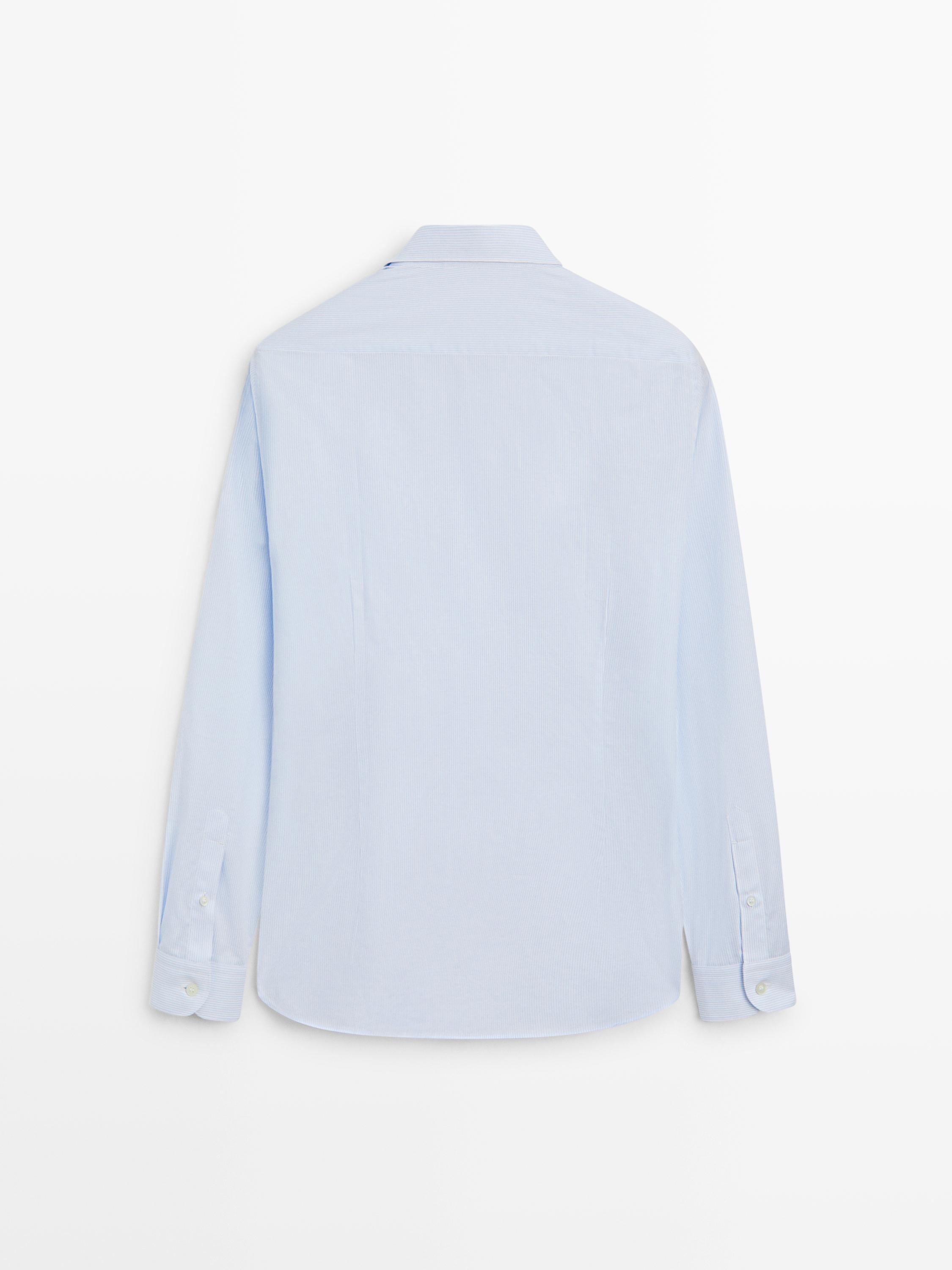 Slim fit striped 100% cotton shirt