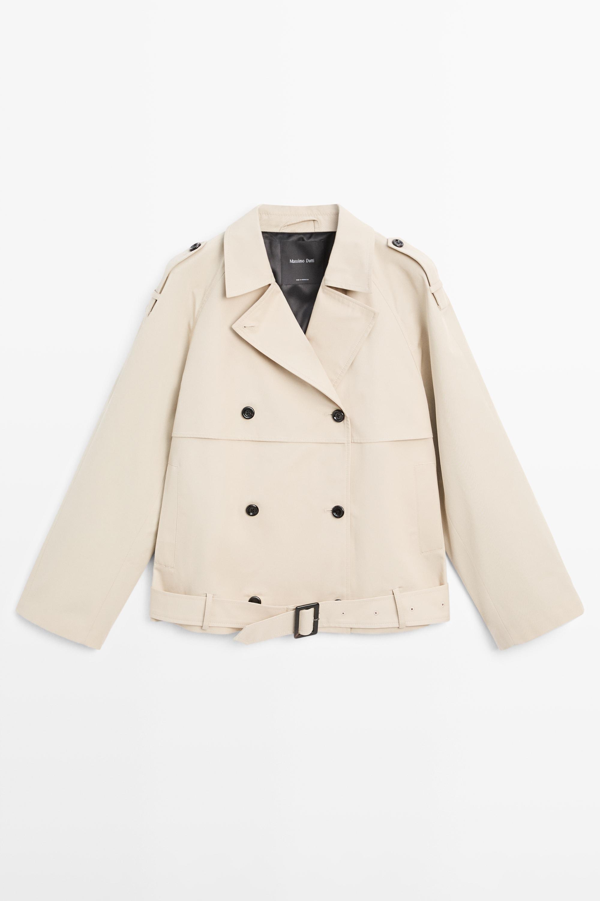 Short trench coat with belt detail
