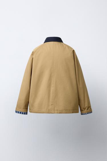 BLOUSON COL CONTRASTE - Marron clair de Zara - Image 3