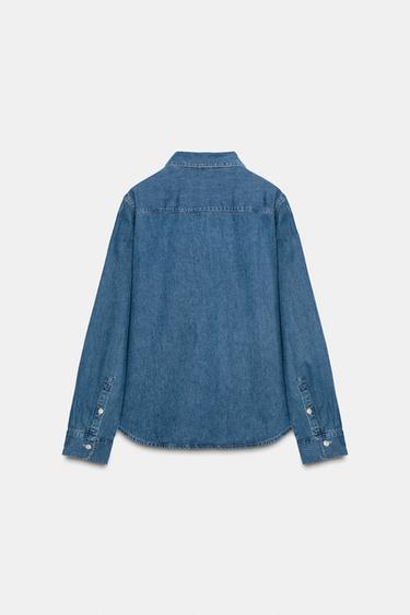 ZW COLLECTION SLIM DENIM SHIRT - Blue by Zara - Image 3