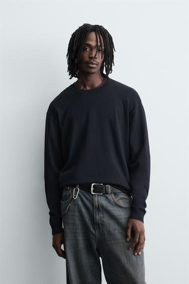 REGULAR FIT TEXTURED SWEATER - Navy blue by Zara - Image 1
