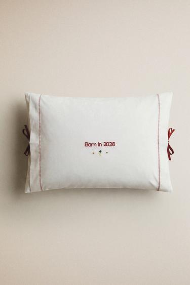 Zara KIDS' "BORN IN 2026" THROW PILLOW COVER - Oyster-white