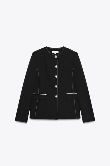 TRIM DETAIL BLAZER - Black by Zara