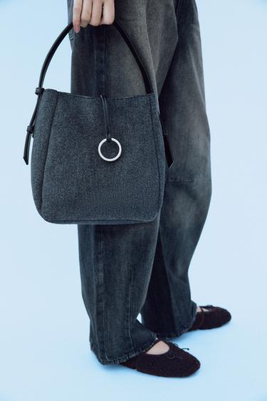 MINI BUCKET BAG WITH METAL RING - Black by Zara