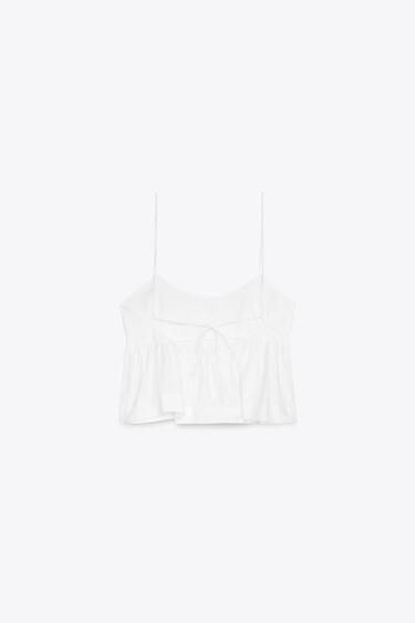 POPLIN PEPLUM TOP - White by Zara - Image 5