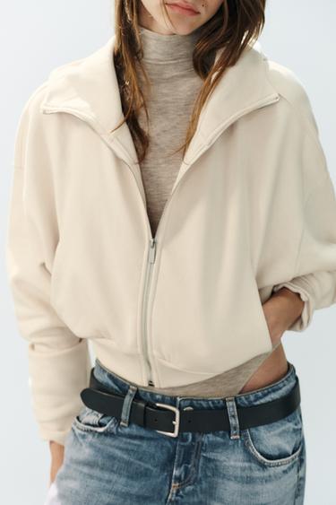 CROPPED HOODIE - Ecru by Zara