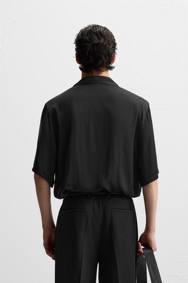 CHEMISE RELAXED FIT SATINÉE - Noir de Zara - Image 2