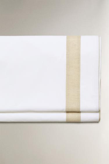 COTTON FLAT SHEET WITH BORDER - White by Zara - Image 0