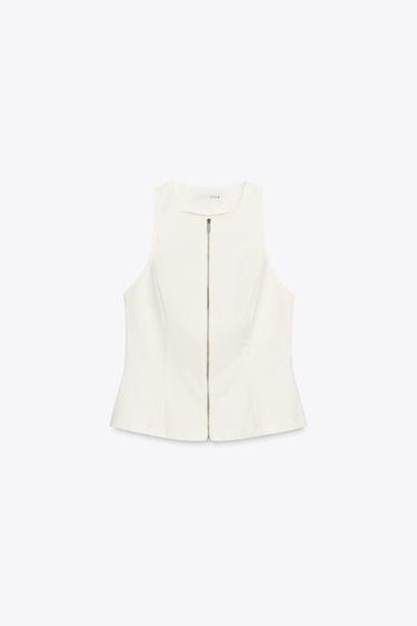 TOP EN DENIM ZIP ZW COLLECTION - Blanc cassé de Zara - Image 5