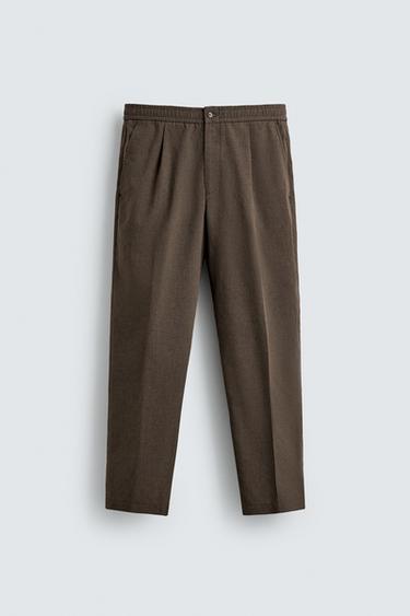 PANTALÓN RELAXED FIT TRAJE PATA DE GALLO - Marrón de Zara