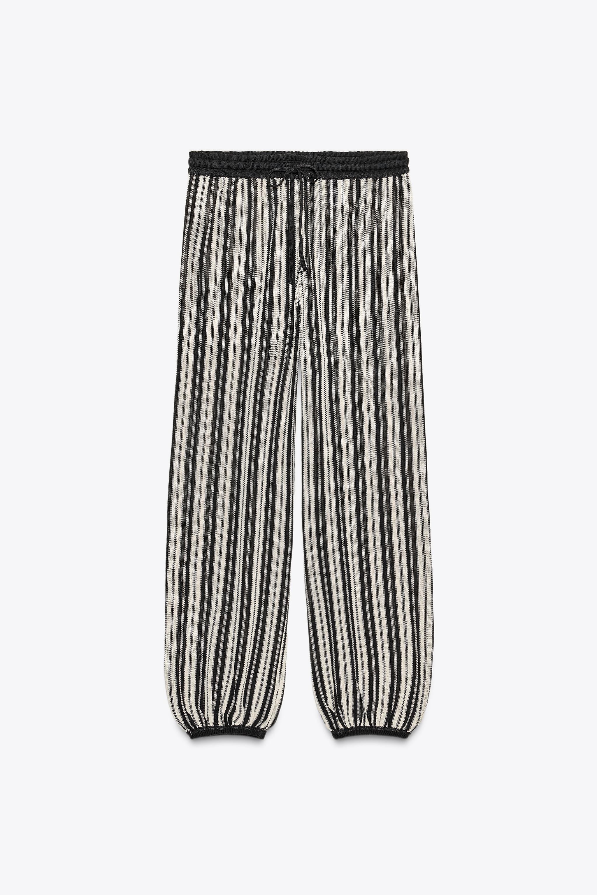PANTALON RAYÉ À POIGNETS AVEC LIN