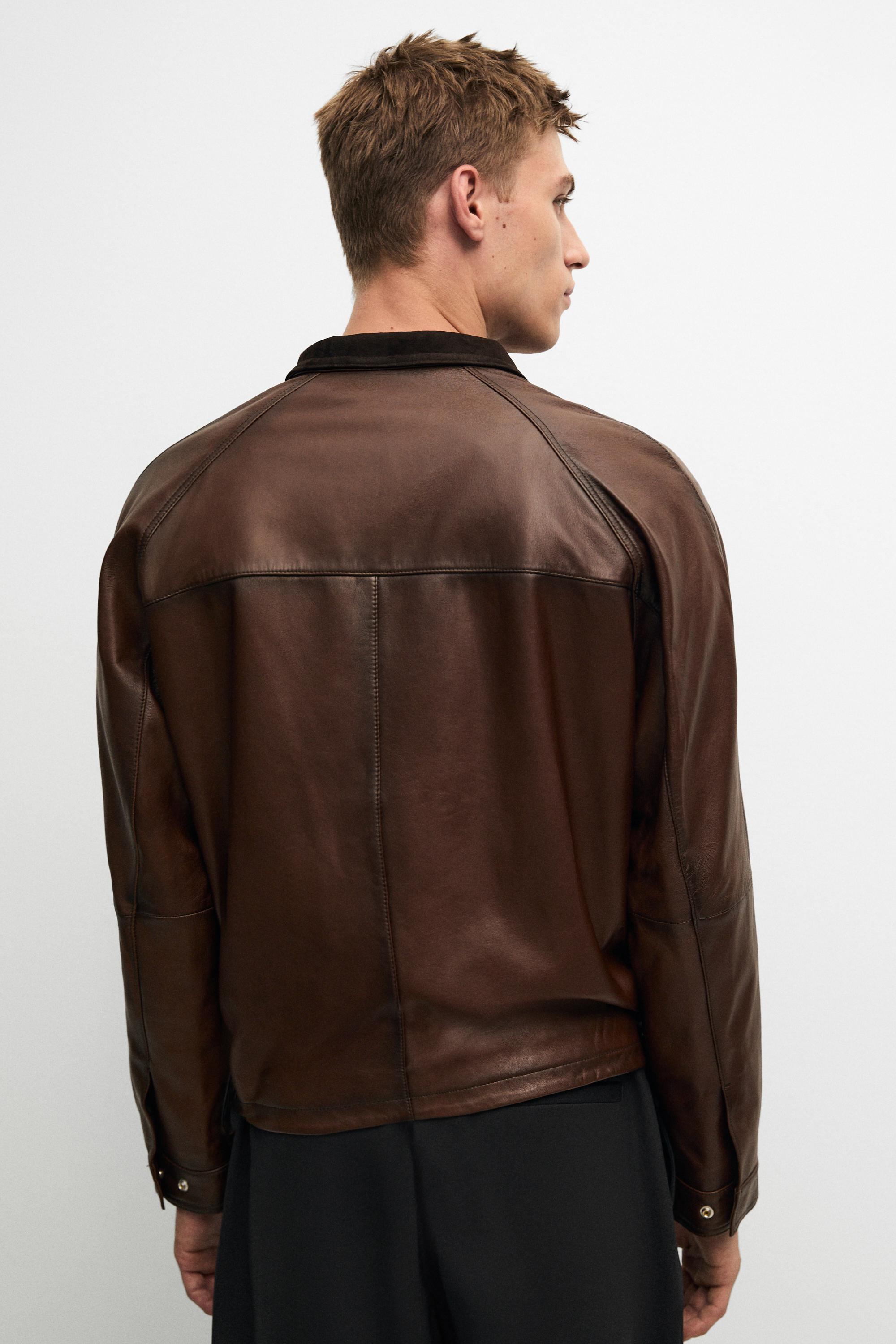 Nappa leather high-neck jacket