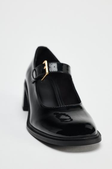 PATENT EFFECT BLOCK HEEL SHOES - Black by Zara - Image 3