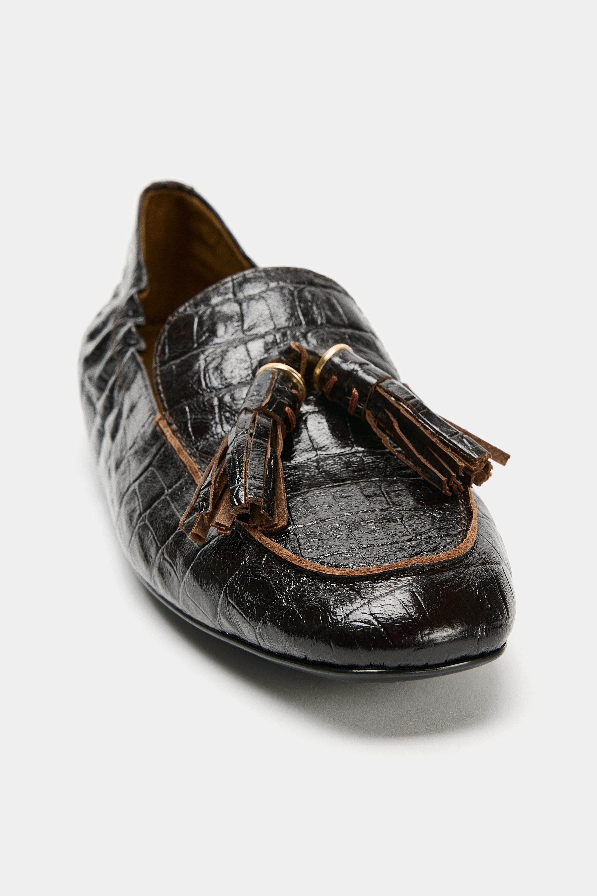 PRINTED LEATHER LOAFERS