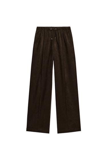 PANTALÓN RECTO NERVIO - Marrón oscuro de Zara