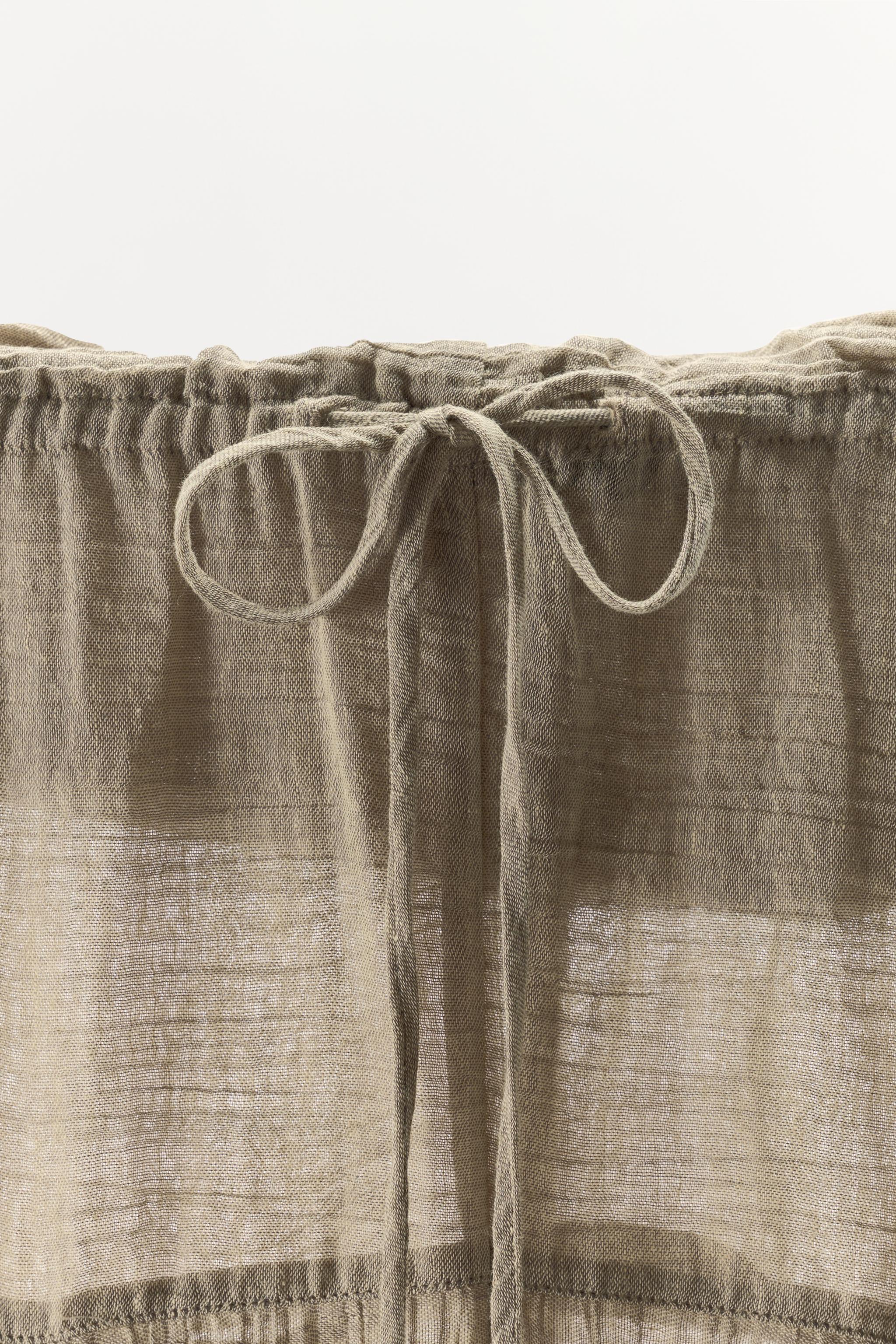 Женские брюки Zara TEXTURED LINEN BLEND TROUSERS — фото 5