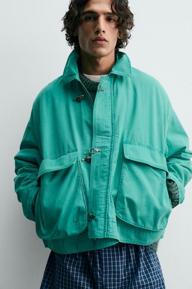 BLOUSON COUPE CARRÉE À BRANDEBOURGS - Vert d'eau de Zara - Image 5