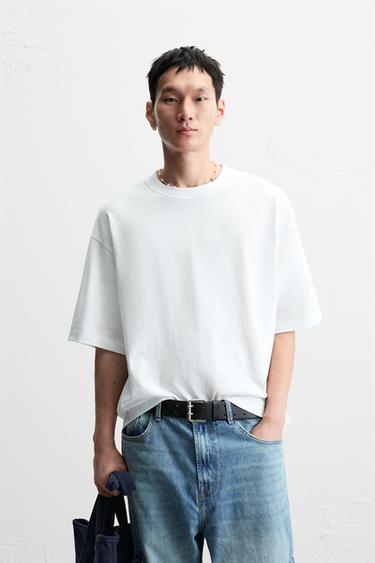 BASIC BOXY FIT T-SHIRT - Oyster-white by Zara