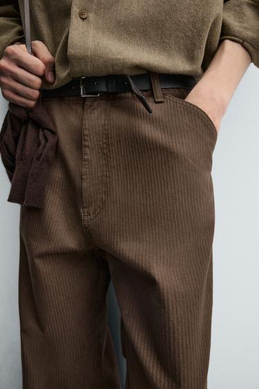WASHED STRAIGHT-LEG TROUSERS - Brown by Zara - Image 5