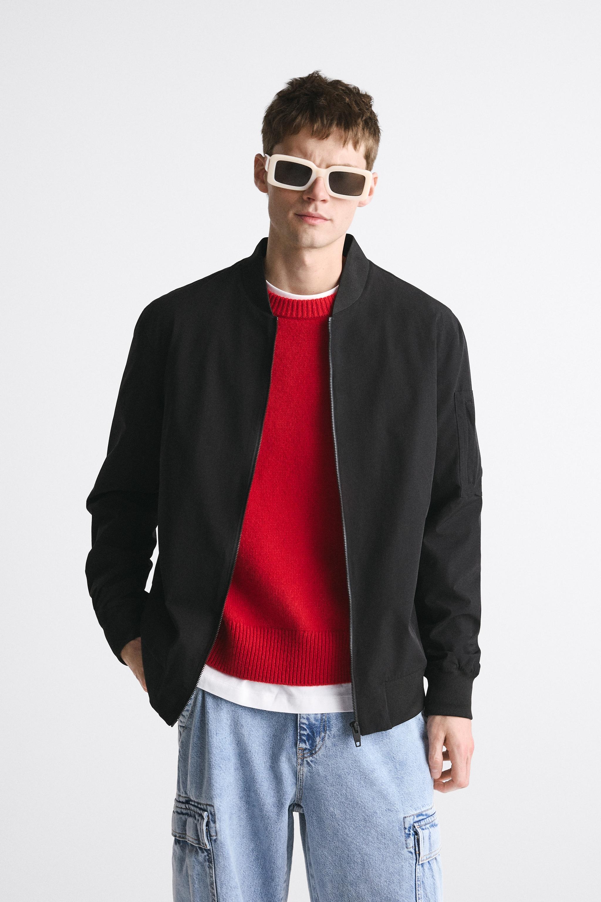 Zara mens bomber jacket hot sale black