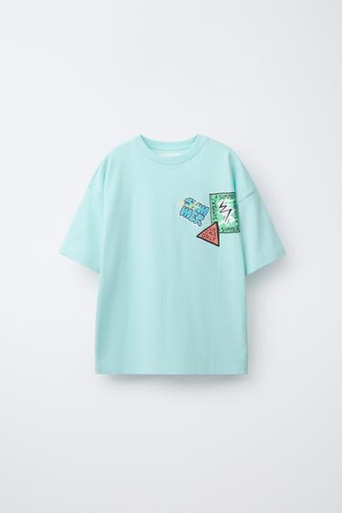 CAMISETA ESTAMPADA - Azul claro de Zara