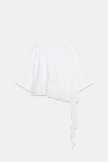 CONTRAST T-SHIRT WITH RUFFLES - White by Zara - Image 8