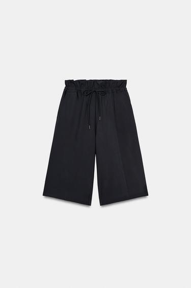 QUẦN SHORT BERMUDA CẠP CHUN - Màu xanh hải quân đậm từ Zara