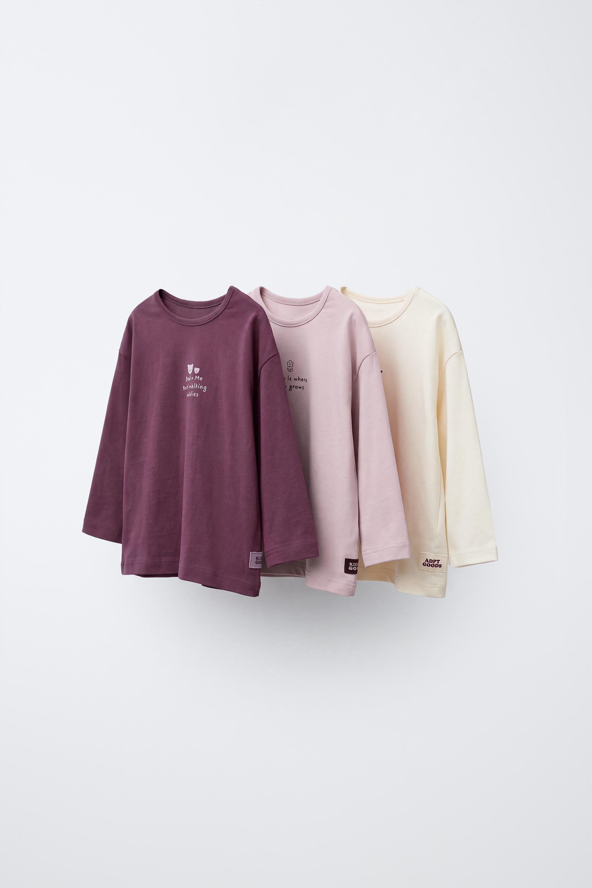 3-PACK TEXT AND LABEL T-SHIRTS