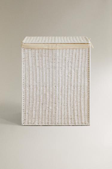Zara LAUNDRY BASKET WITH TWO COMPARTMENTS - White
