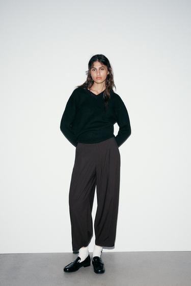 CHECK TROUSERS WITH DARTS - Grey by Zara
